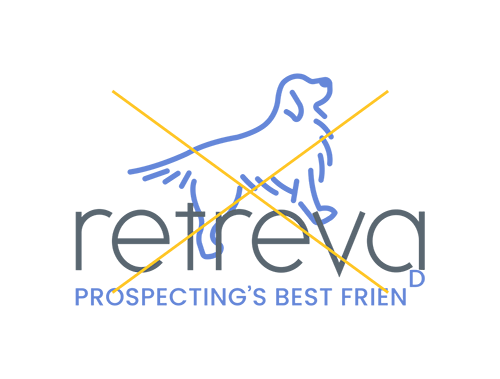 Retreva logo with a yellow "X" over it, indicating it is not to be used.